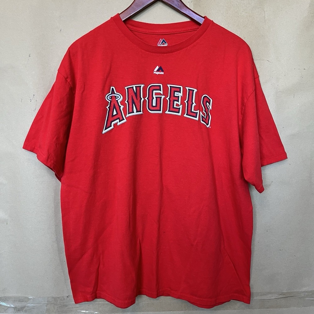 MIKE TROUT #27 Los Angeles Angels MLB Tshirt Adult XL Red Majestic Jersey